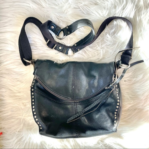 The Sak Handbags - ❤️‍🔥 The Sak Black Leather Studded Foldover Small Crossbody Bag